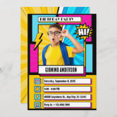 漫画モダンの写真の誕生日 招待状 (正面/裏面)