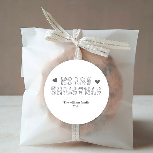 漫画モダンスタイル白黒メリークリスマス ラウンドシール