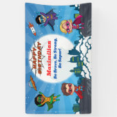 漫画モダンスーパーヒーロー誕生日パーティバナー 横断幕