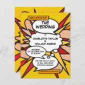 漫画モダンブックポップ・アートのアート結婚ズ インビテーションポストカード (正面/裏面)