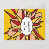 漫画モダンブックポップ・アートのアート結婚ズ インビテーションポストカード (裏面)