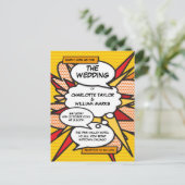 漫画モダンブックポップ・アートのアート結婚ズ インビテーションポストカード (スタンド正面)