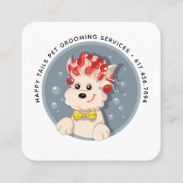 漫画モダン犬グルーミング スクエア名刺