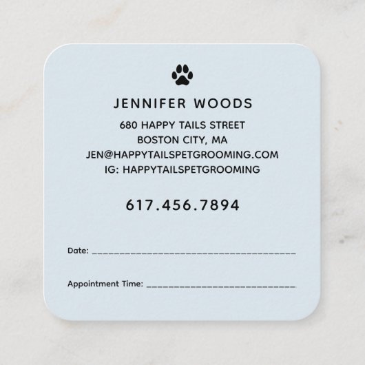 漫画モダン犬グルーミング スクエア名刺 (裏面)