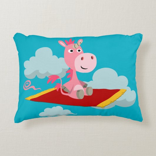 漫画ユニコーンの魔法カーペットライドアクセントピロー アクセントクッション (正面)
