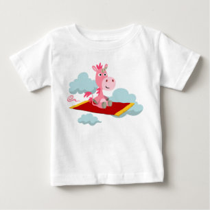 漫画ユニコーンの魔法カーペットライドベビーTシャツ ベビーTシャツ