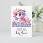 漫画ユニコーン赤ちゃんシャワー サンキューカード (スタンド正面)