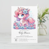 漫画ユニコーン赤ちゃんシャワー 招待状 (スタンド正面)