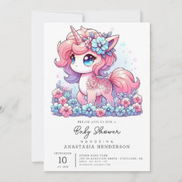 漫画ユニコーン赤ちゃんシャワー 招待状