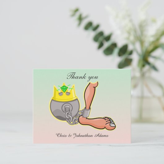 漫画ユーモアのあるのボールとチェ結婚ーンのありがとう ポストカード (スタンド正面)