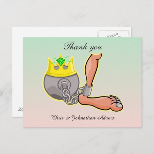 漫画ユーモアのあるのボールとチェ結婚ーンのありがとう ポストカード (正面/裏面)