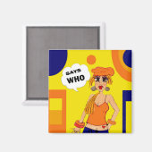 漫画ユーモアのあるの女の子の態度マグネット マグネット (正面/裏面)