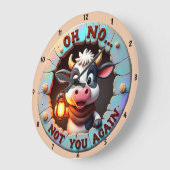 漫画ユーモアのある愛らしい牛のテキストおもしろいアート ラージ壁時計 (傾斜)