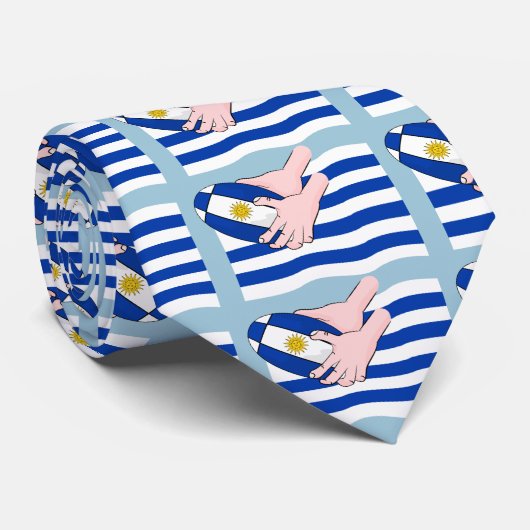 漫画ラグビーボールを持つウルグアイ国旗 ネクタイ (ロール)