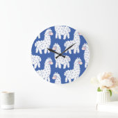 漫画ラマ・アルパカ、ヴィンテージ・パターン ラージ壁時計 (ホーム)