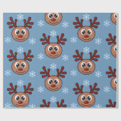 漫画ルドルフ赤ノーズのトナカイと雪片 ラッピングペーパー (フラット)