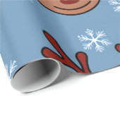 漫画ルドルフ赤ノーズのトナカイと雪片 ラッピングペーパー (ロールコーナー)