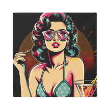 漫画レトロピンナップガールとカクテル