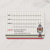 漫画レトロロボットおもしろいキッズフォトプレイデイトカード 名刺 (裏面)