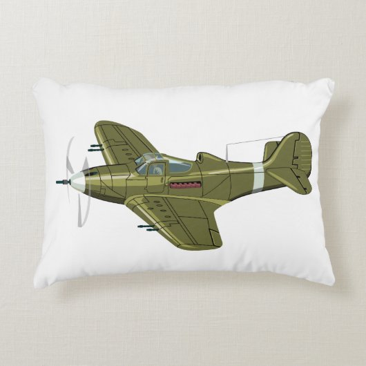 漫画レトロ戦闘機飛行機 アクセントクッション (正面)