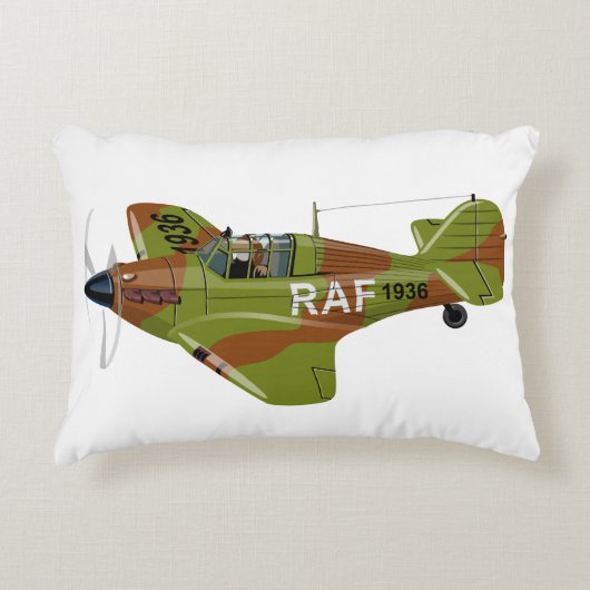 漫画レトロ戦闘機飛行機 アクセントクッション (正面)