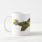 漫画レトロ戦闘機飛行機 コーヒーマグカップ (左)