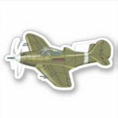 漫画レトロ戦闘機飛行機 シール (正面)