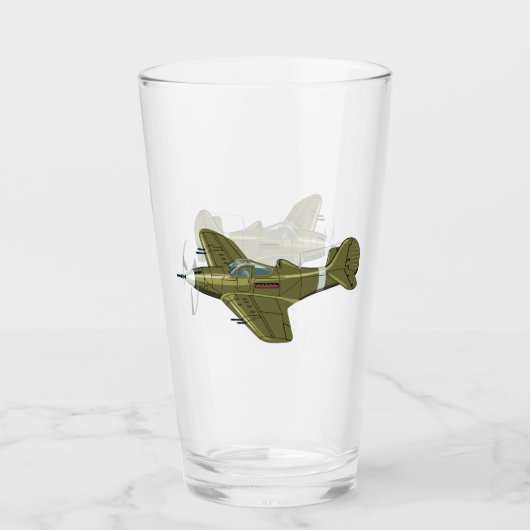 漫画レトロ戦闘機飛行機 タンブラーグラス (正面)