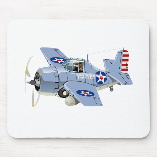 漫画レトロ戦闘機飛行機 マウスパッド (正面)