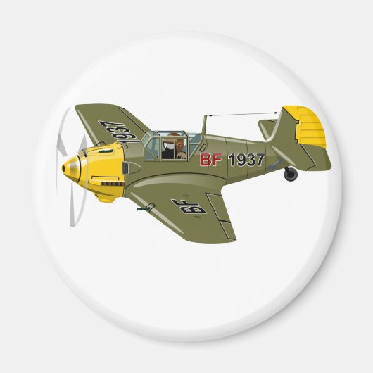 漫画レトロ戦闘機飛行機 マグネット (正面)