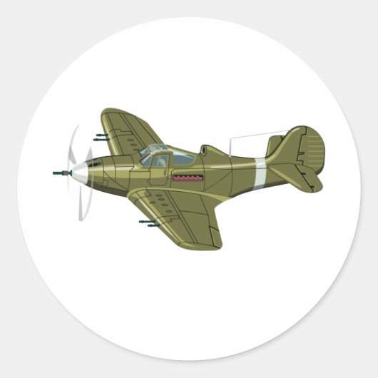 漫画レトロ戦闘機飛行機 ラウンドシール (正面)