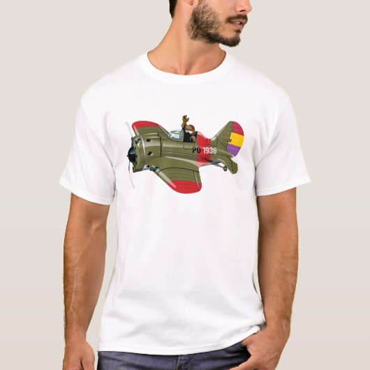 漫画レトロ戦闘機飛行機 Tシャツ (正面)
