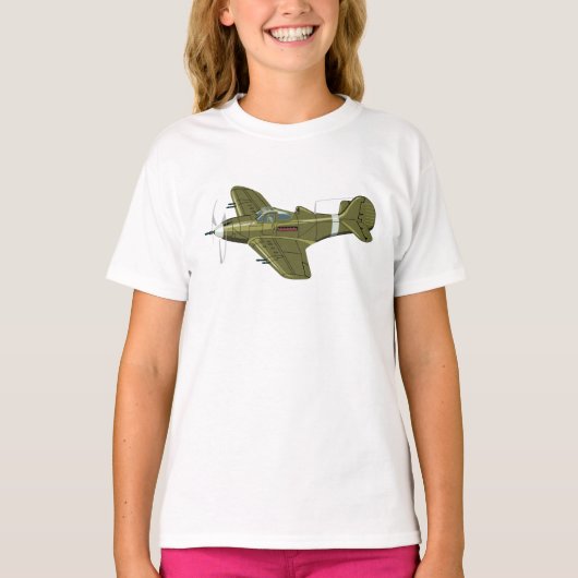 漫画レトロ戦闘機飛行機 Tシャツ (正面)