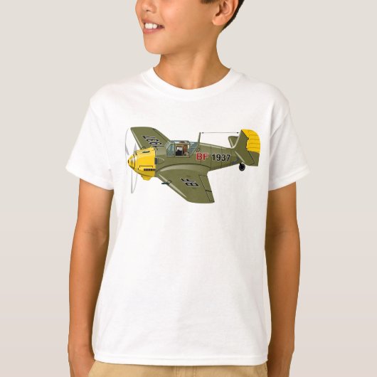 漫画レトロ戦闘機飛行機 Tシャツ (正面)