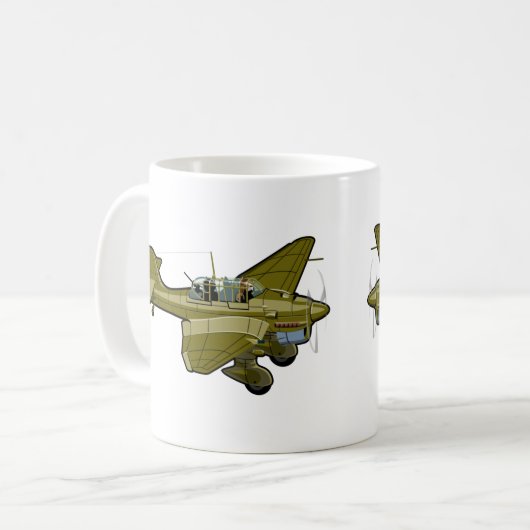 漫画レトロ飛行機 コーヒーマグカップ (正面左)