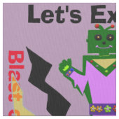 漫画ロボットガールエイリアンブラストオフパープル ファブリック (クローズアップ)