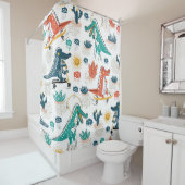 漫画ワニ:ヴィンテージ壁紙 シャワーカーテン (インサイチュ)