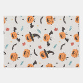 漫画不気味幽霊とレトロなカボチャ ラッピングペーパーシート (正面3)