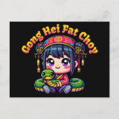 漫画中国のの新年のヘビと少女 ポストカード (正面)