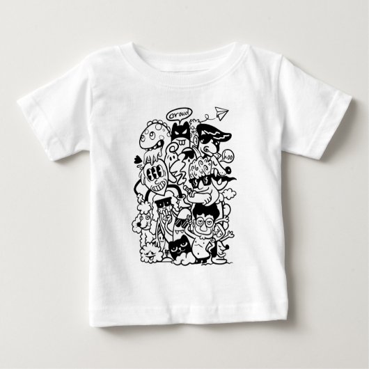 漫画予測できなのキャラクター集団 ベビーTシャツ (正面)