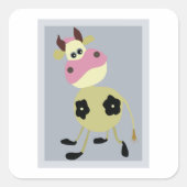 漫画予測できな牛おもしろい農動物 スクエアシール (正面)