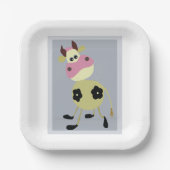 漫画予測できな牛おもしろい農動物 ペーパープレート (正面)