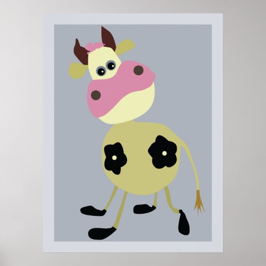 漫画予測できな牛おもしろい農動物 ポスター (正面)