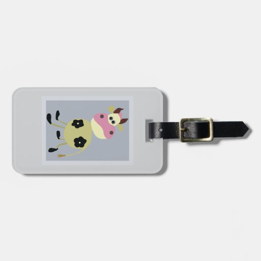 漫画予測できな牛おもしろい農動物 ラゲッジタグ (正面横)