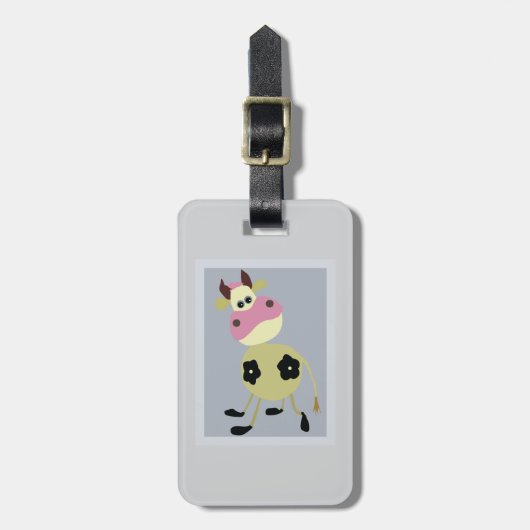 漫画予測できな牛おもしろい農動物 ラゲッジタグ (正面縦)