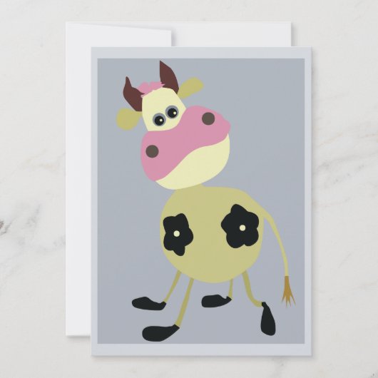 漫画予測できな牛おもしろい農動物 招待状 (正面)