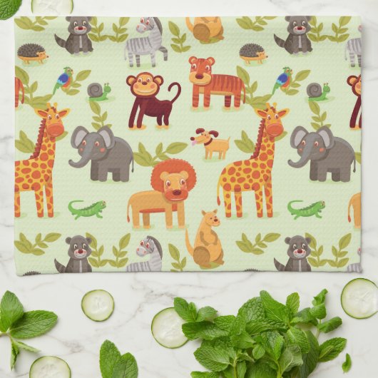 漫画動物が付いているパターン キッチンタオル (折り畳み)