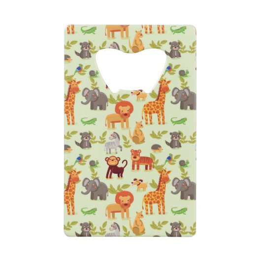 漫画動物が付いているパターン クレジットカード栓抜き (正面)