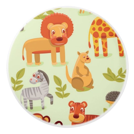 漫画動物が付いているパターン セラミックノブ (正面)