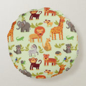 漫画動物が付いているパターン ラウンドクッション (裏面)